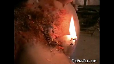 insatiable Crystels super-fucking-hot wax punishment and self tantalizing domination & submission of english fetish mode