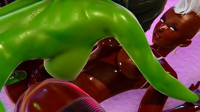 Futa - X Men - Storm gets creampied by She Hulk - 3D Porn