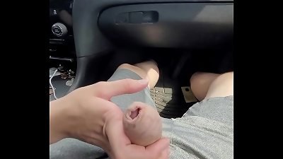 public car handjob and cumshot in mouth blowjob