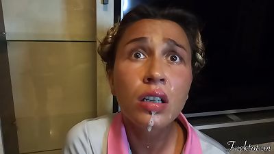 doofy Frenchie college Cheerleader first Time asking for "Trick or Treat". aged guy Tricks her and he's got his rod in her mouth. superb Deepthroat. Her slutty Face and Uniform decorated by his big Cumshot. teenager Halloween brilliant Blow