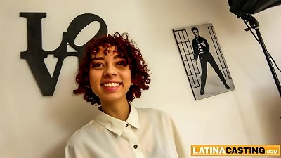 Curly redhead Latina Exited For first-ever ass fucking audition money-shot